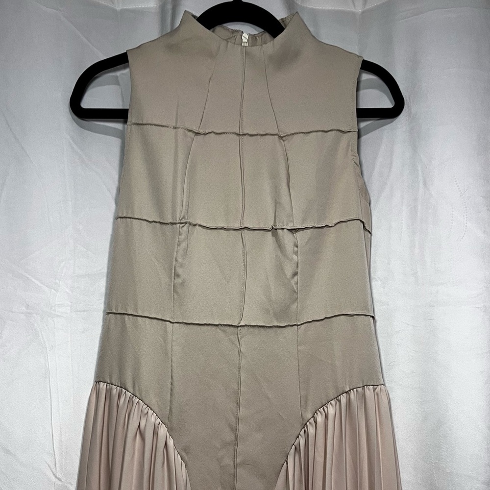 Two-Toned Beige Sleeveless Textured Maxi Dress